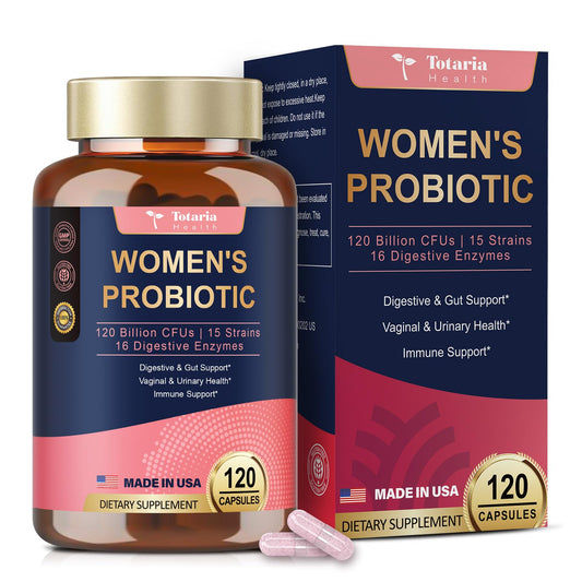 Probiotics for Women, 120 Billion Women Probiotic, Digestive Enzymes & Prebiotics, with Akkermansia, Cranberry, D-Mannose, for Gut, Vaginal, Urinary, Immune, PH Balance, 120 Vegan