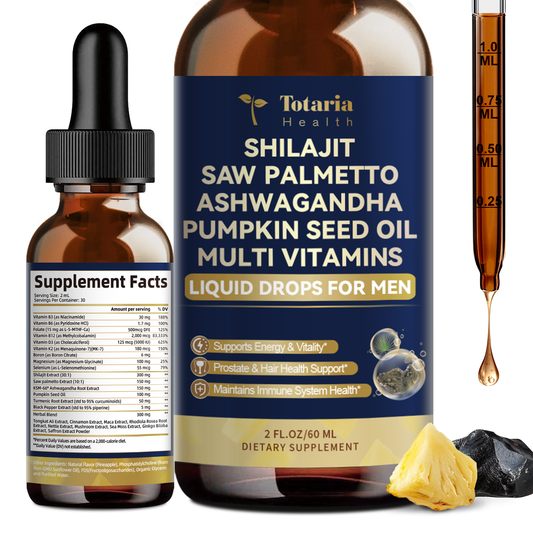 Shilajit Liquid Drops with Saw Palmetto .Ashwagandha .Pumpkin Seed Oil .Sea Moss,Multivitamin - Shilajit for Men - Support Prostate Health & Hair,Energy & lmmune Function - 2FL - Pineapple Flavor
