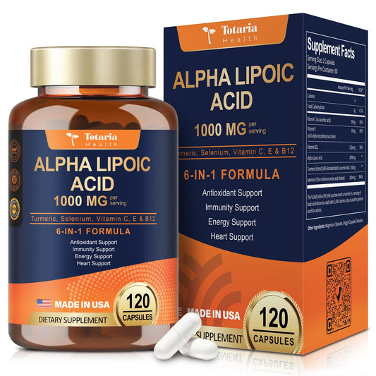 Alpha Lipoic Acid - 1000mg ALA Supplement Capsules for Neuropathy Supports Liver Detox, Nerve Health, Antioxidant, Metabolism and Cell Energy, Anti-Aging - Non-GMO, Gluten Free, Vegan Safe