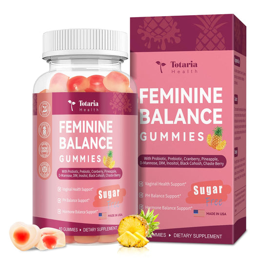 Premium Feminine Balance Gummies Sugar Free Multivitamin Gummies for Women PH Balance Vitality & Gut Health Support Pineapple Flavor 60 Count