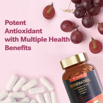Resveratrol Supplement 8000mg Extra Strength with Berberine Quercetin Green Tea Extract Grape Seed Extract Polyphenol Antioxidant Supplement Antioxidant & Heart Health Support 120 Capsules