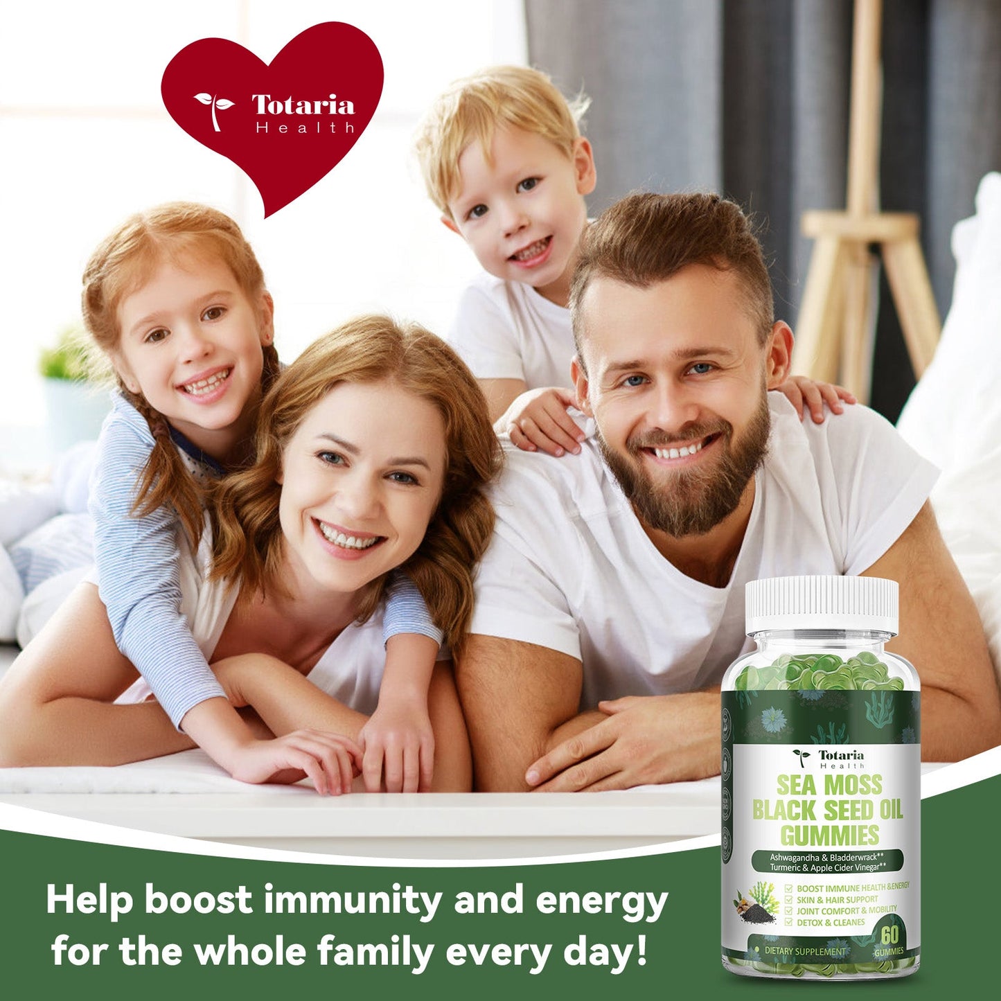 Sea Moss Black Seed Oil Gummies Extracts from Irish Seamoss Whole Plant Advanced with Black Seed Oil, Ashwagandha Burdock Root Turmeric Bladderwrack - Support Immune, Joints, Digestion, Hair & Skin